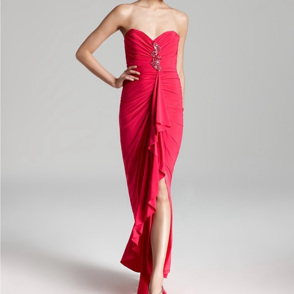 Nwt Badgley Mischka Mark + James Strapless Ruched Gown Dress Size 6 Reg $595